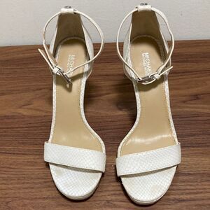 Michael Michael Kors Hutton White Embossed Ankle Strap Sandals. Size 8.